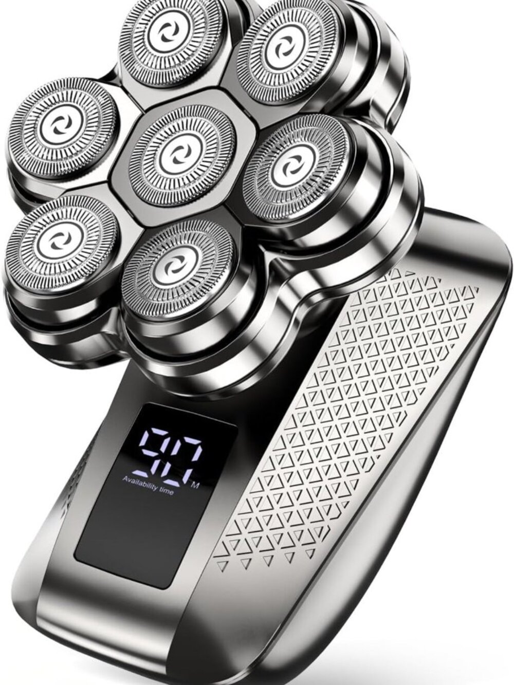 7D Electric Head Shaver for Men, Waterproof Grooming Kit, LED Display, Type-C